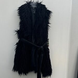 Long Black Faux Fur Vest